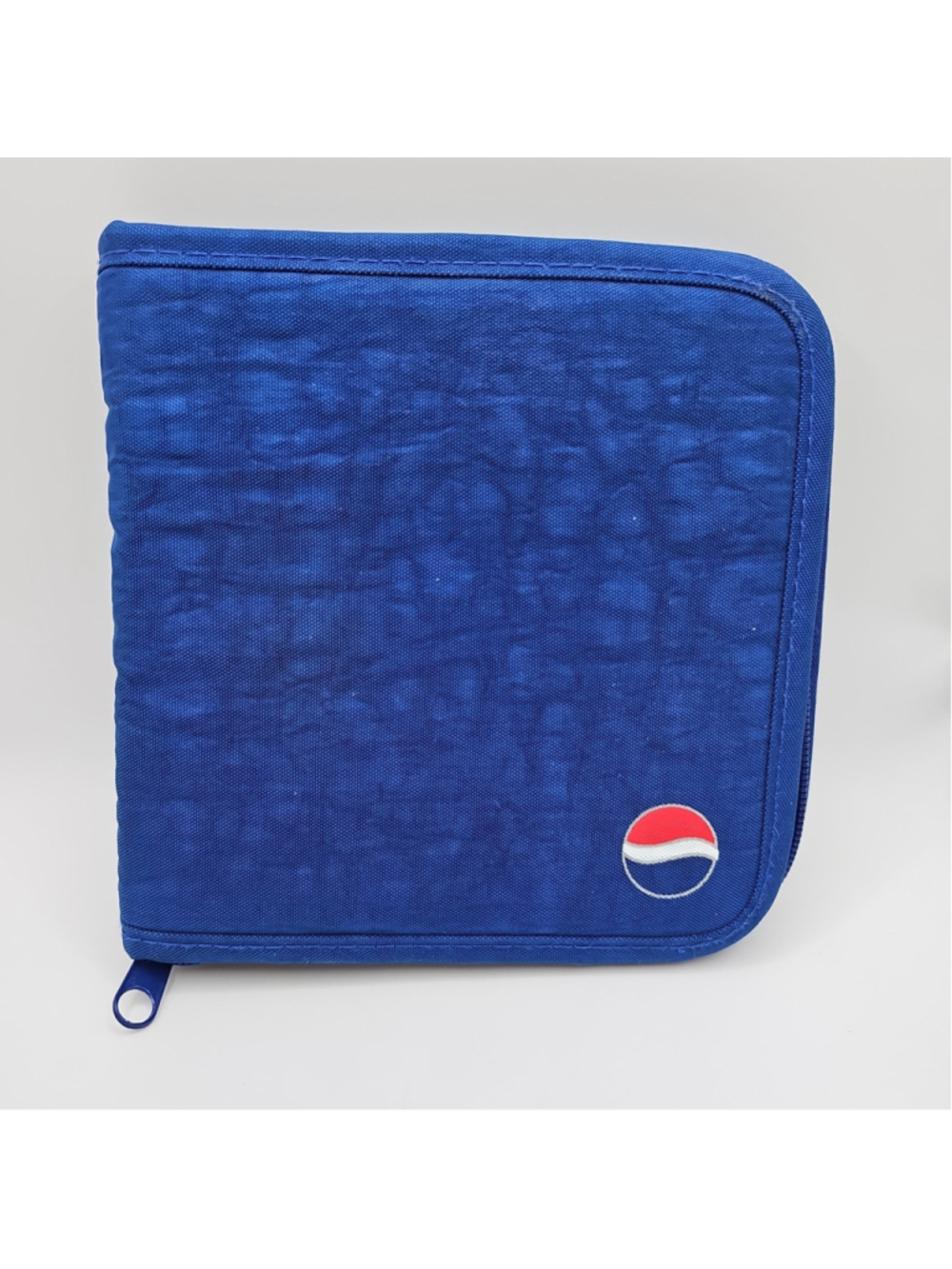 Vintage Pepsi Promo CD Case DVD Wallet Blue Canvas Fabric Embroidered Globe Logo